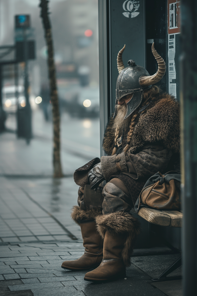 Viking at Bus Stop