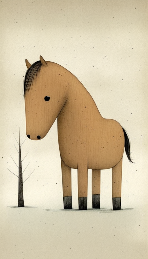 Stylized Serene Horse Illustration