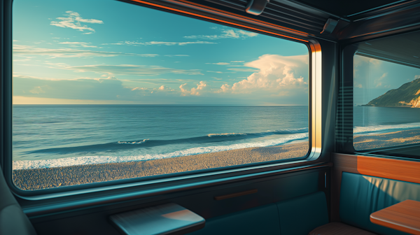 Coastal Serenity from a Train Compartment