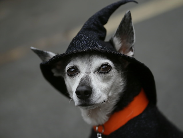 Dog in Witch Hat