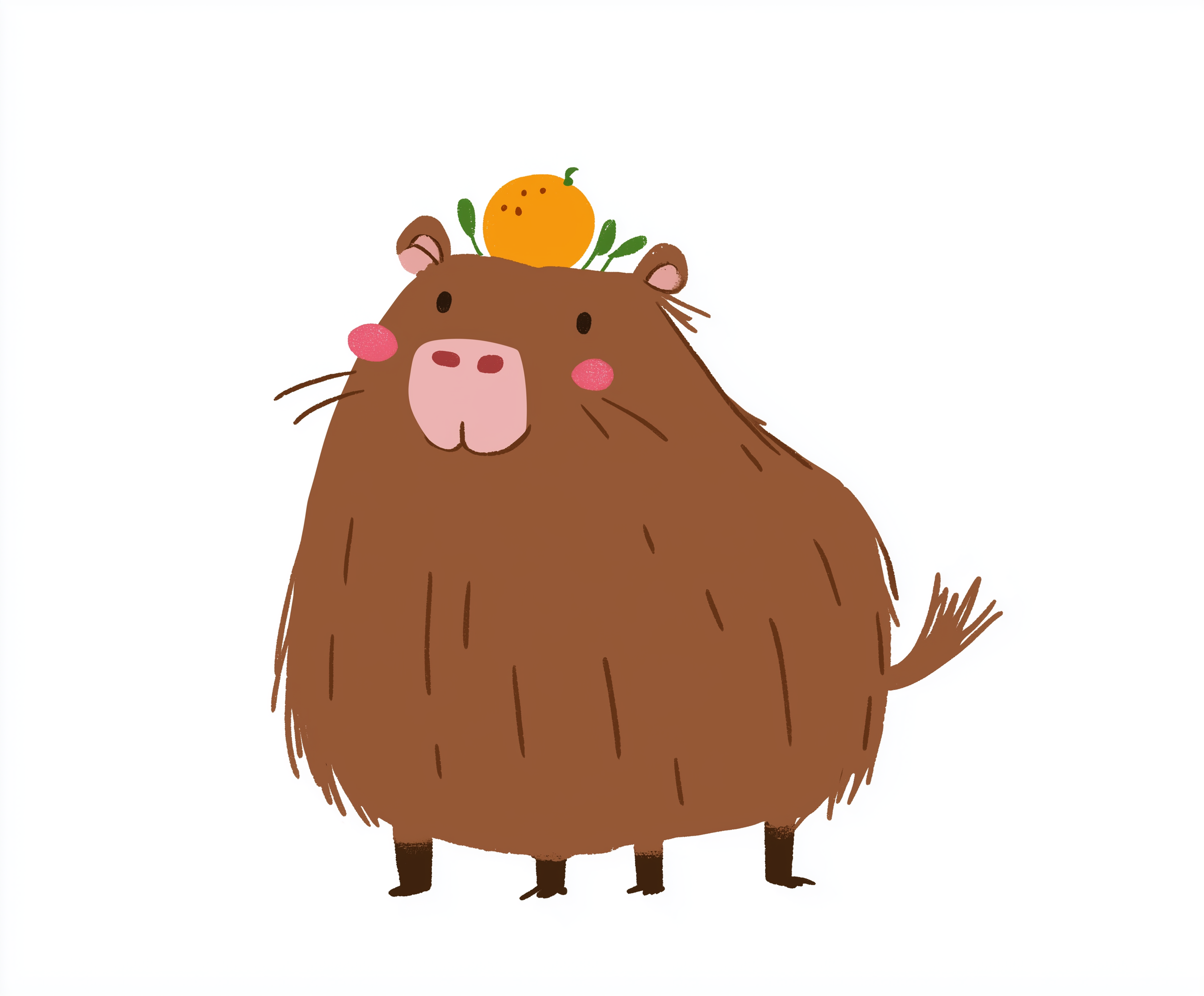 Cartoonish Capybara with Fruit