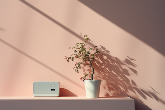 Modern Minimalist Plant and Device Scene