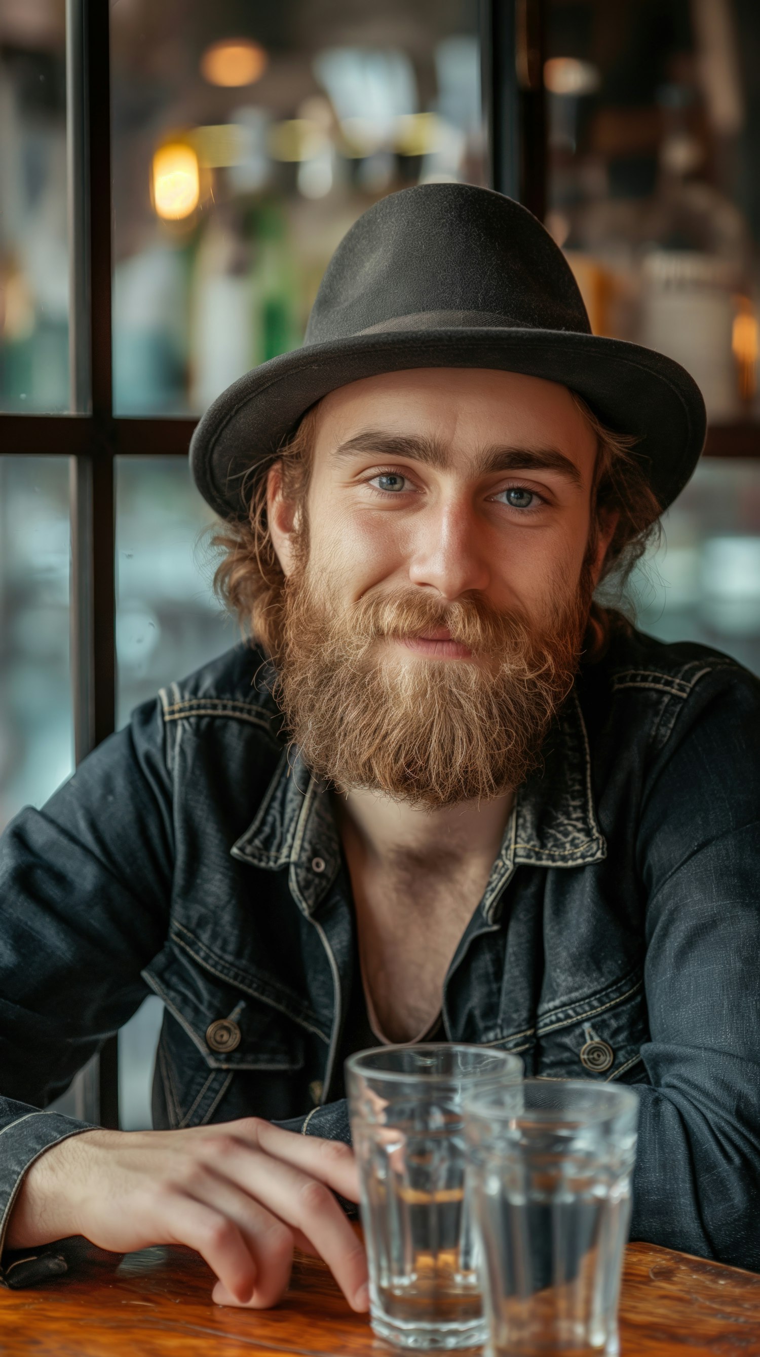 Bearded Man in Café