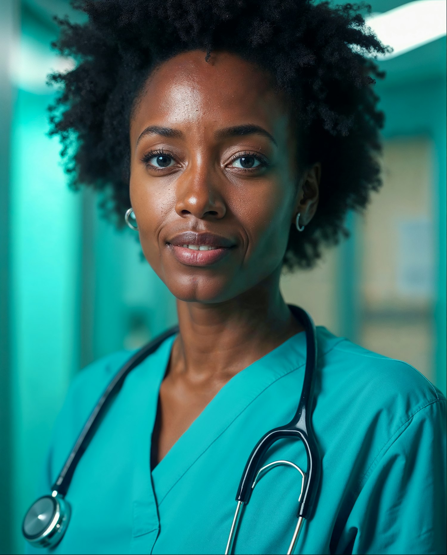 Healthcare Professional in Teal Scrubs