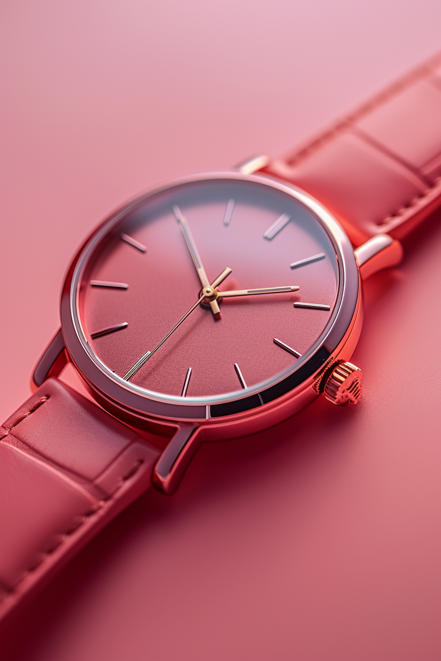 Modern Red Minimalist Wristwatch