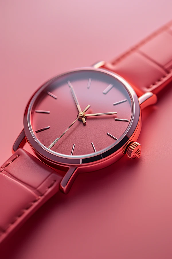 Modern Red Minimalist Wristwatch