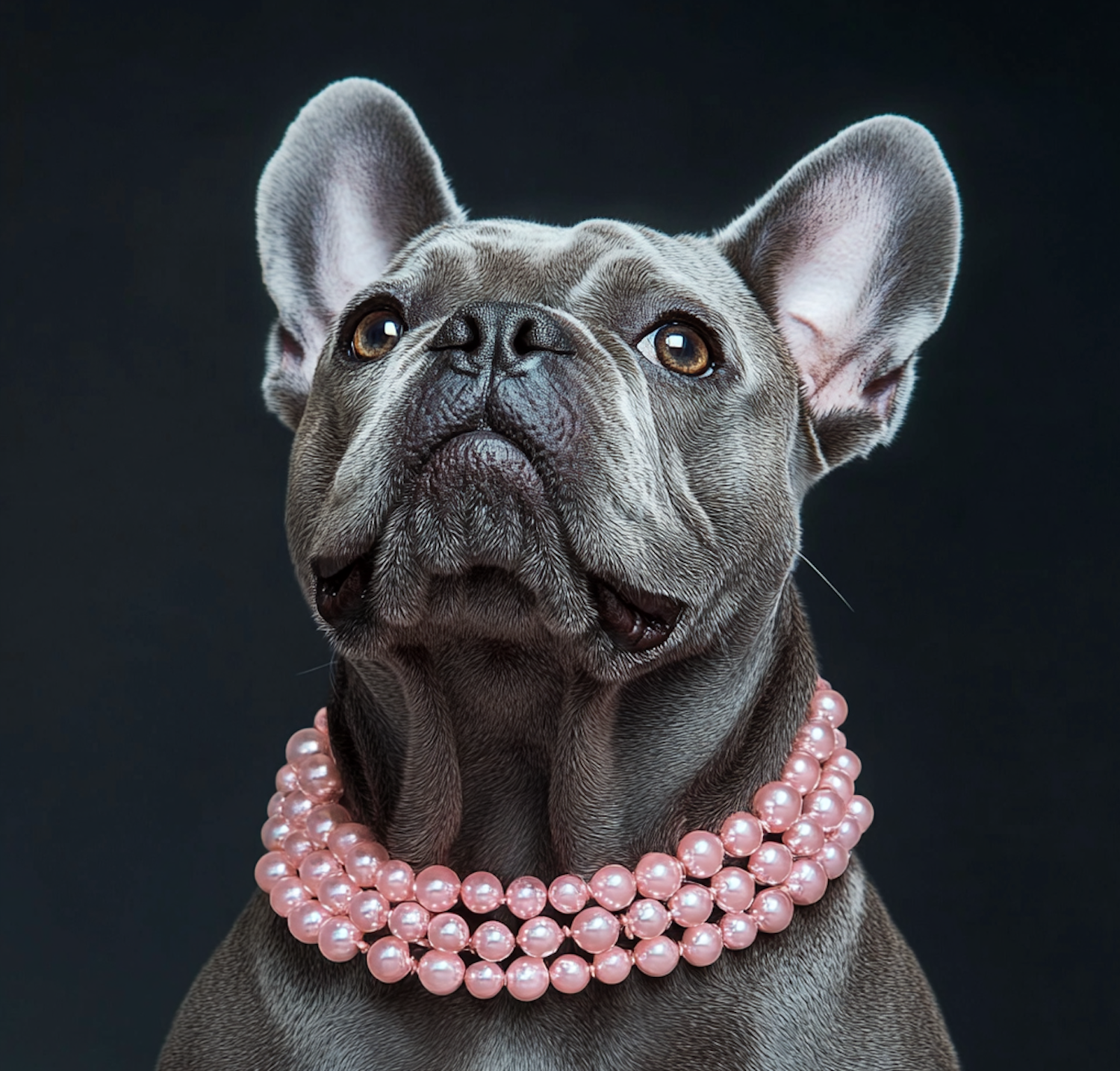 Elegant French Bulldog with Pearls