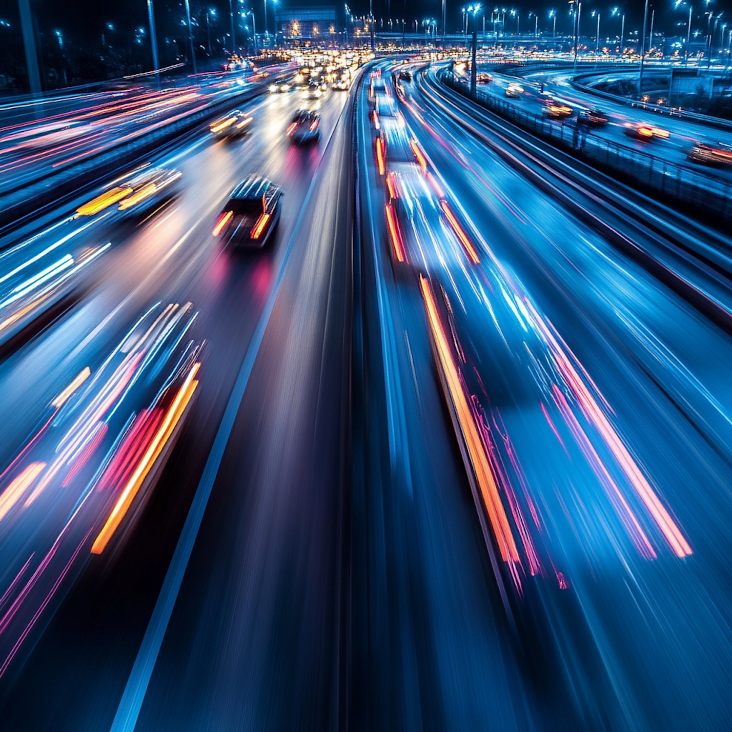 Night Highway Light Trails