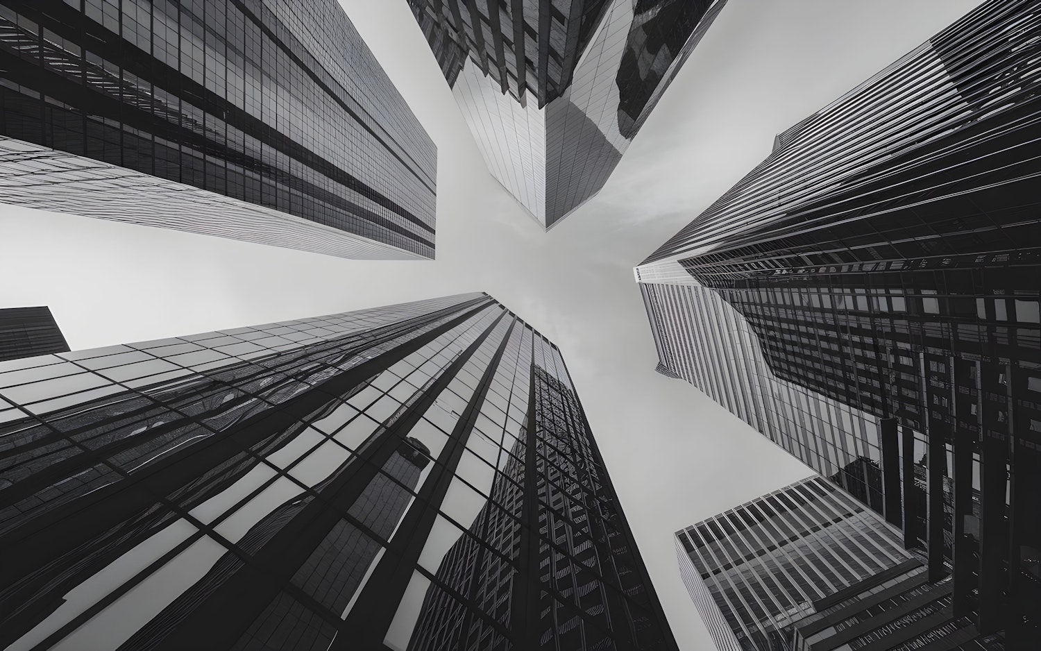 Monochrome Skyscrapers Converging