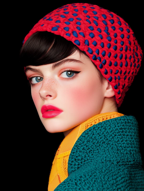 Portrait of a Young Woman in Bold Colors