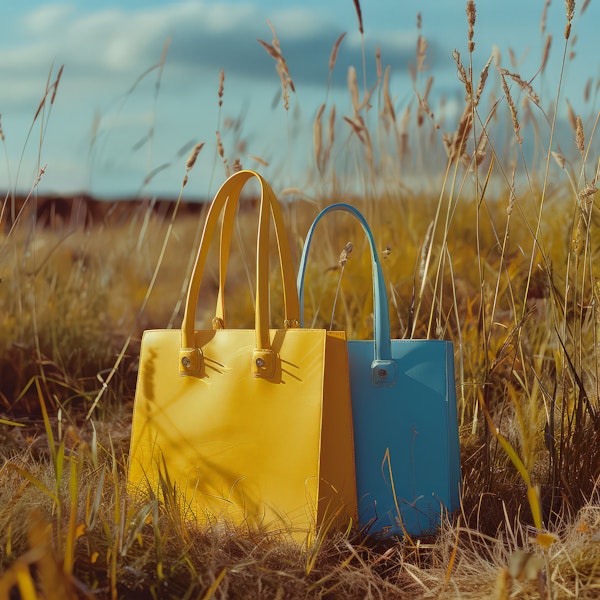 Brightly Colored Handbags in Nature