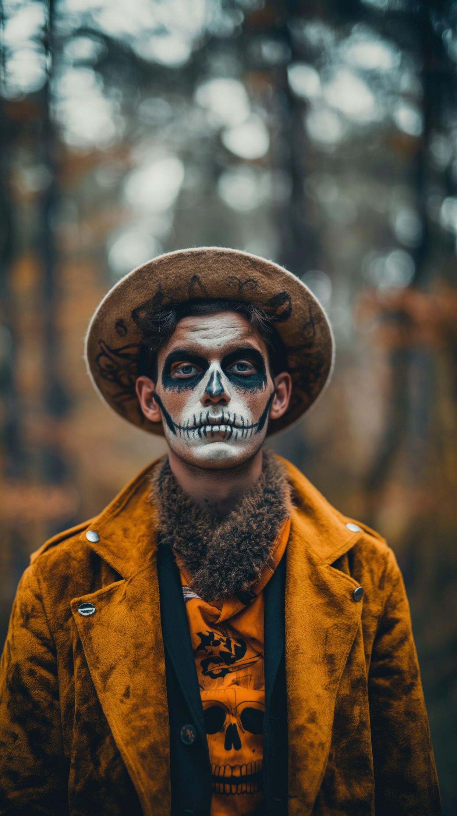 Day of the Dead Skull Makeup in Autumn