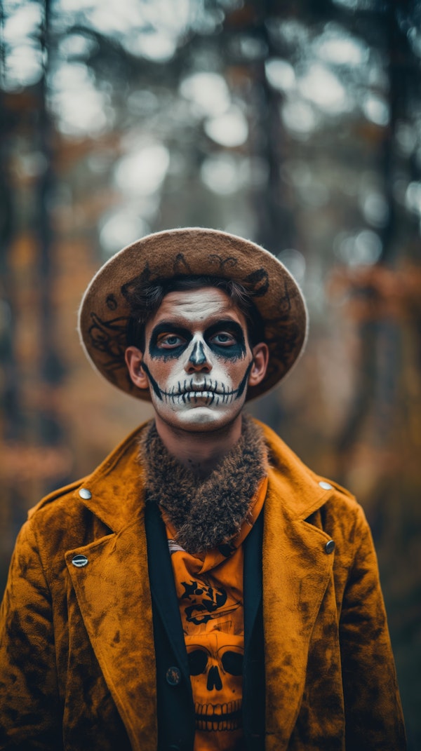 Day of the Dead Skull Makeup in Autumn