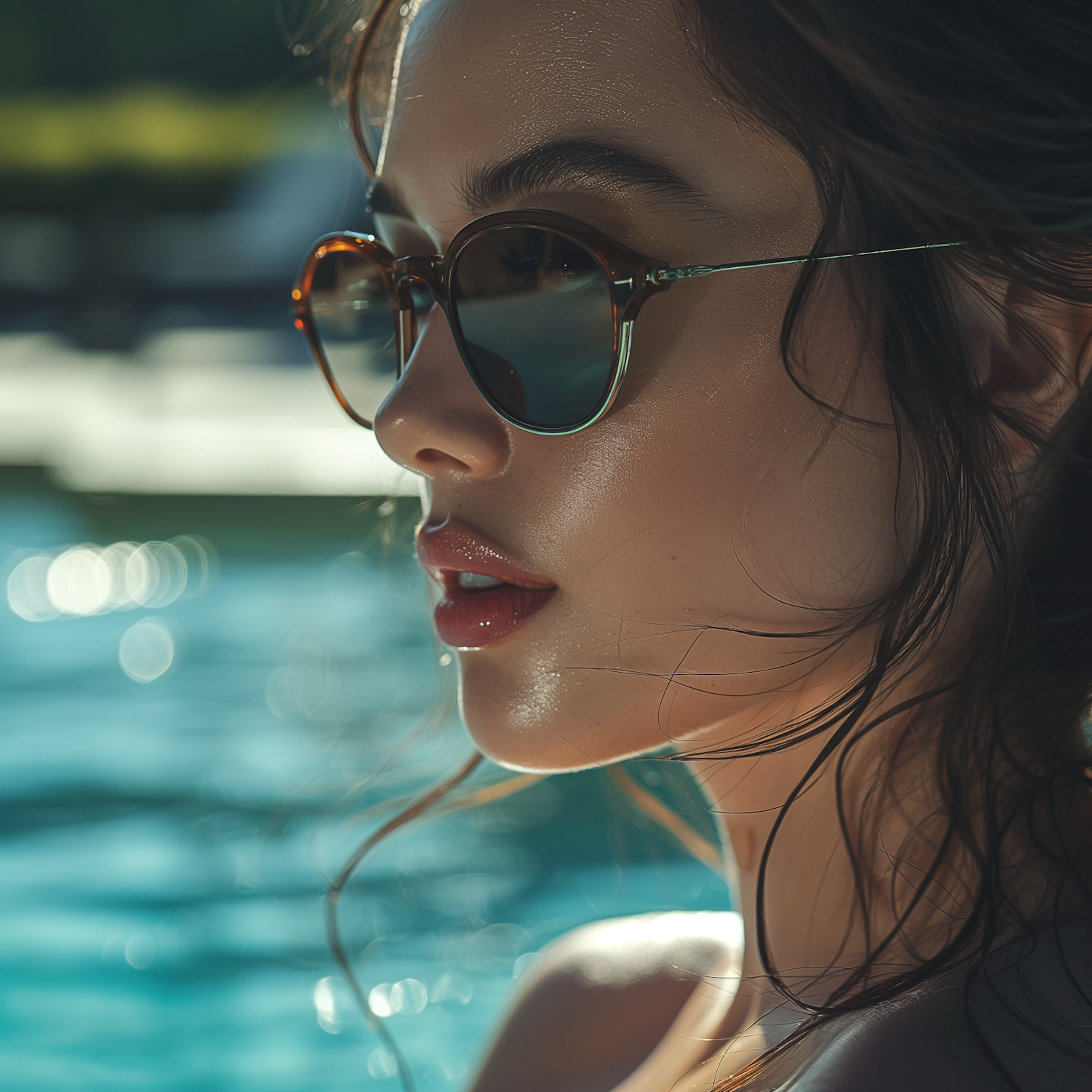 Serene Poolside Portrait