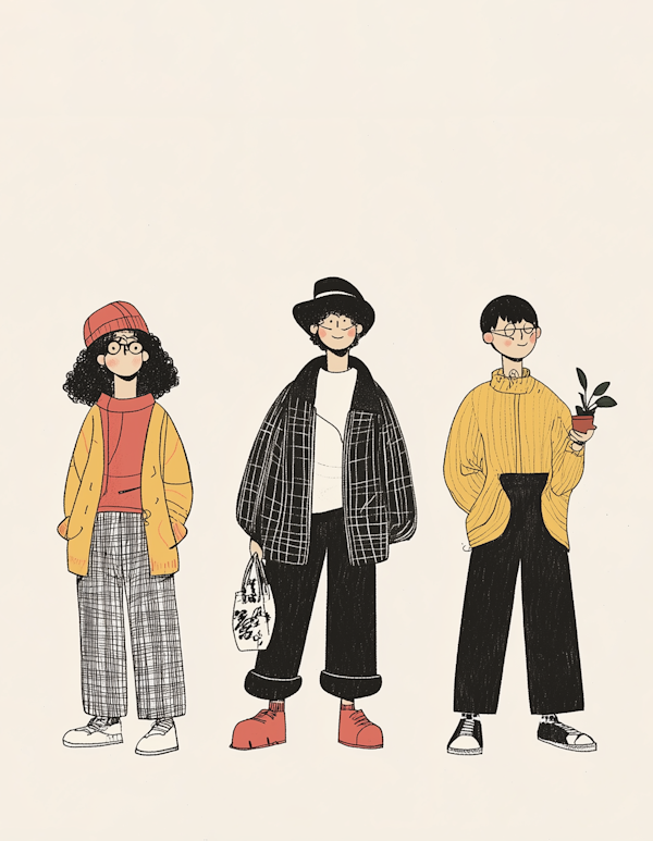 Stylized Group of Young Adults