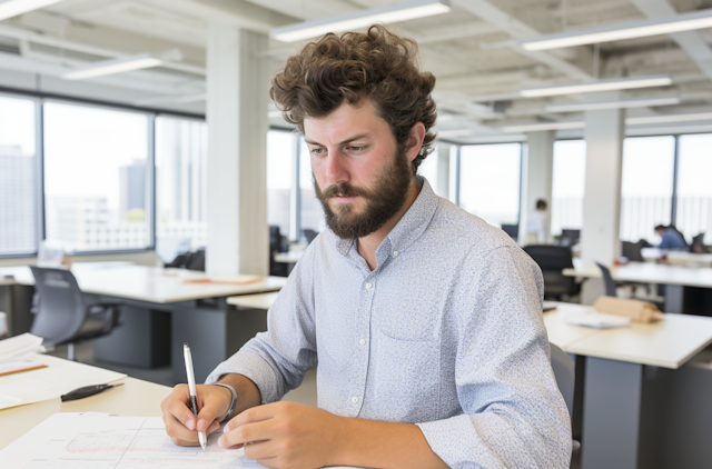 Focused Professional in Daylit Office