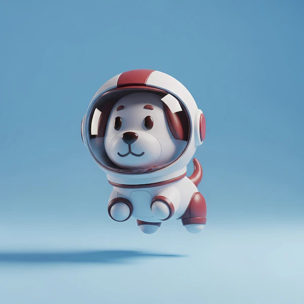 Cartoon Dog in Spacesuit