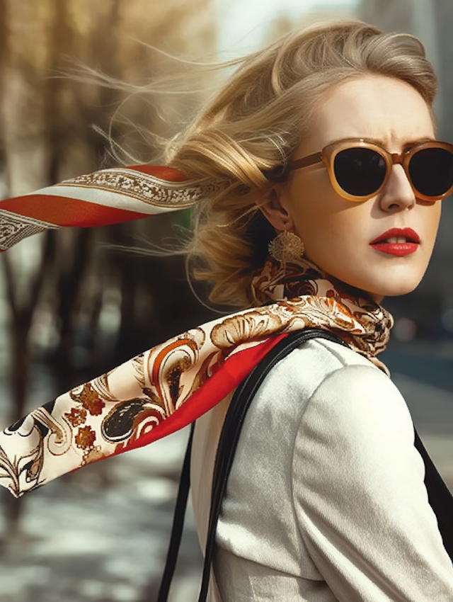 Stylish Woman with Colorful Scarf