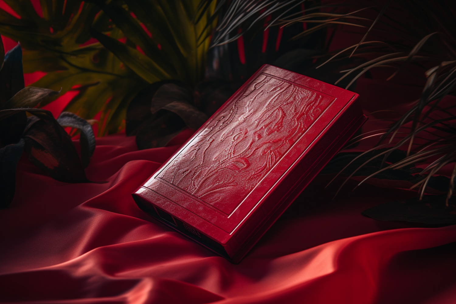 Antique Embossed Red Book on Luxurious Fabric