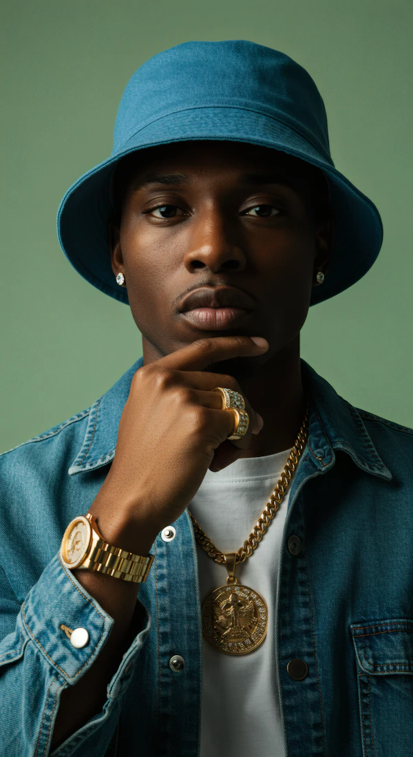 Stylish Portrait with Gold Accessories