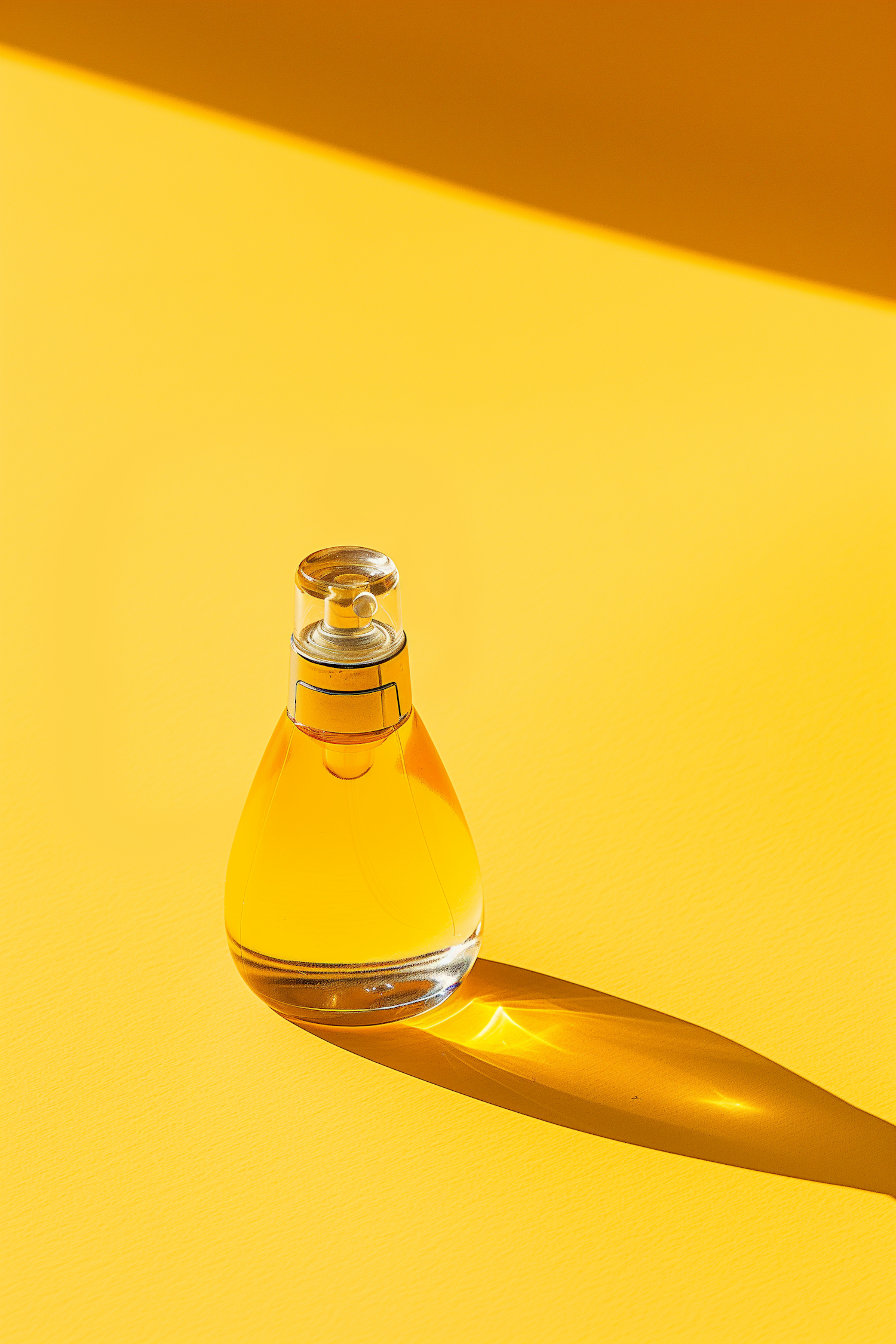 Elegant Perfume Bottle on Yellow Background