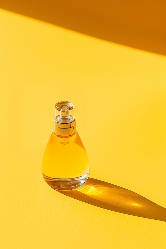 Elegant Perfume Bottle on Yellow Background