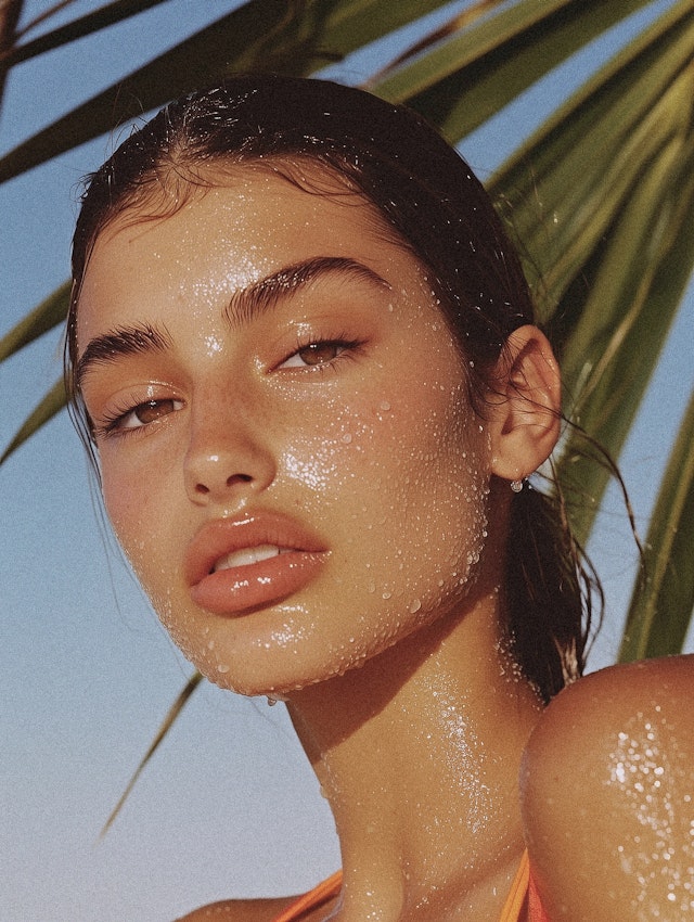 Serene Close-Up with Dewy Skin