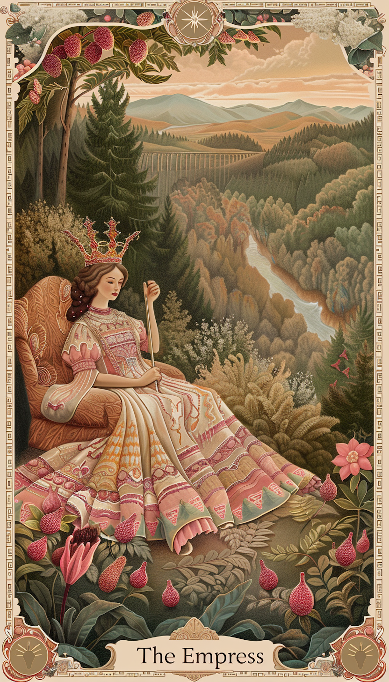 Regal Figure Amidst Lush Landscape