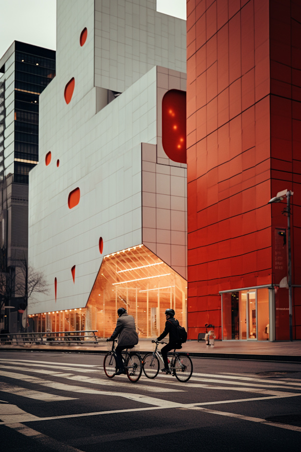 Bicycle Harmony at Dusk in the Vibrant City