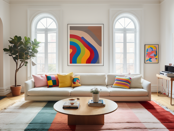 Bright Modern Living Room with Colorful Accents