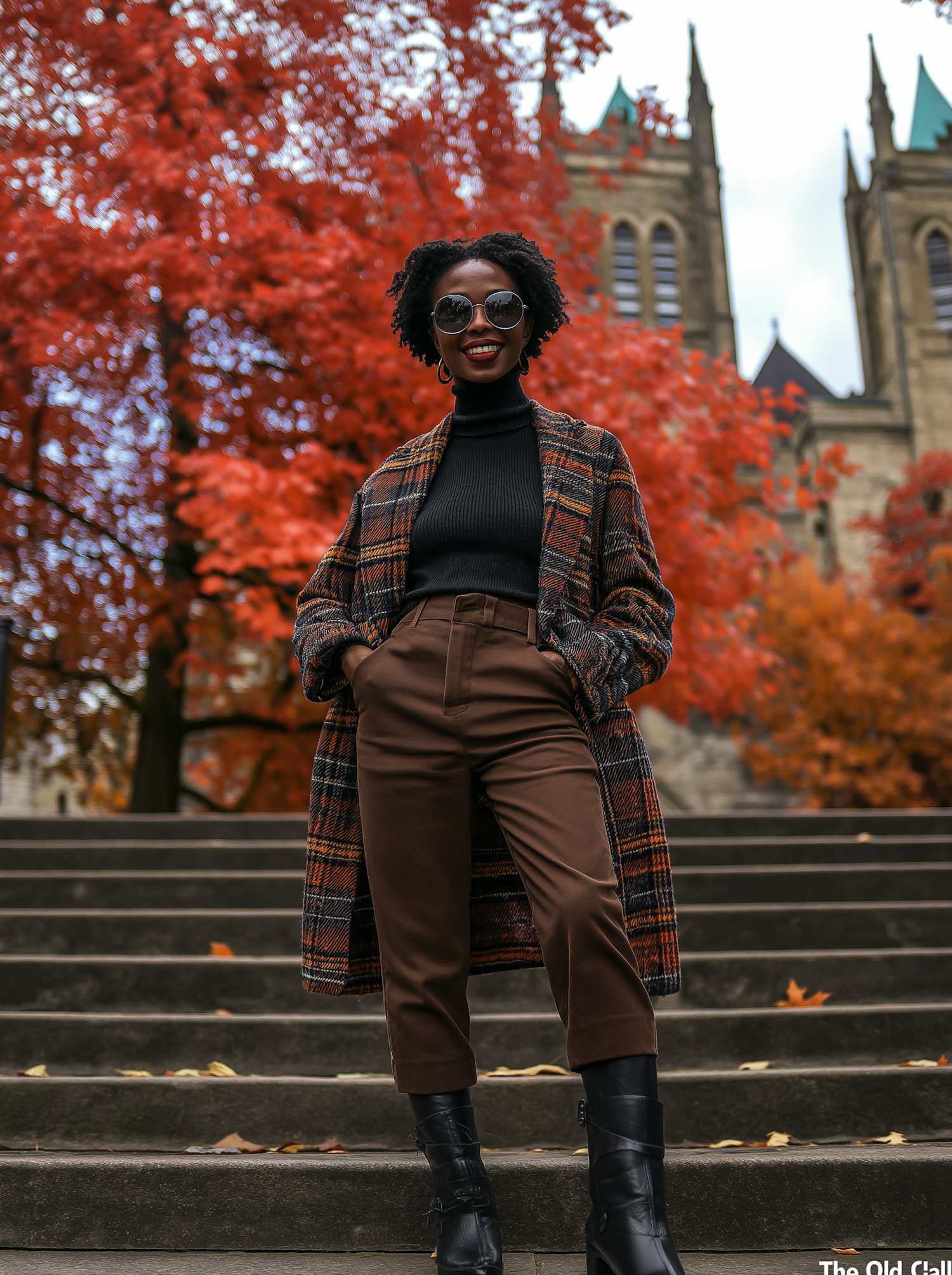 Autumn Fashion on Stone Steps