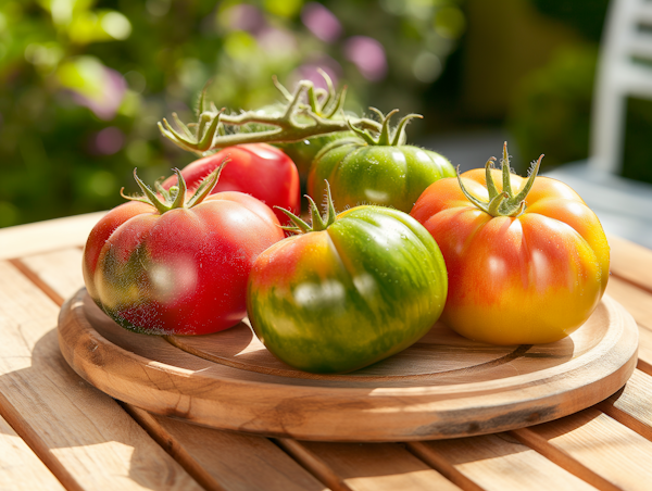 Fresh Tomatoes on a Wooden Cutting Board