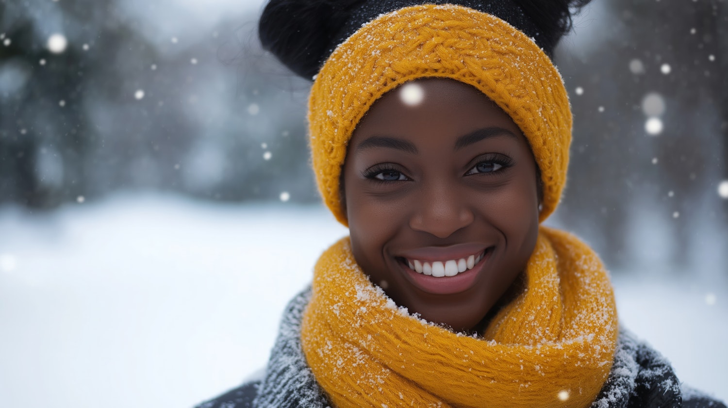 Smiling Woman in Snowy Setting