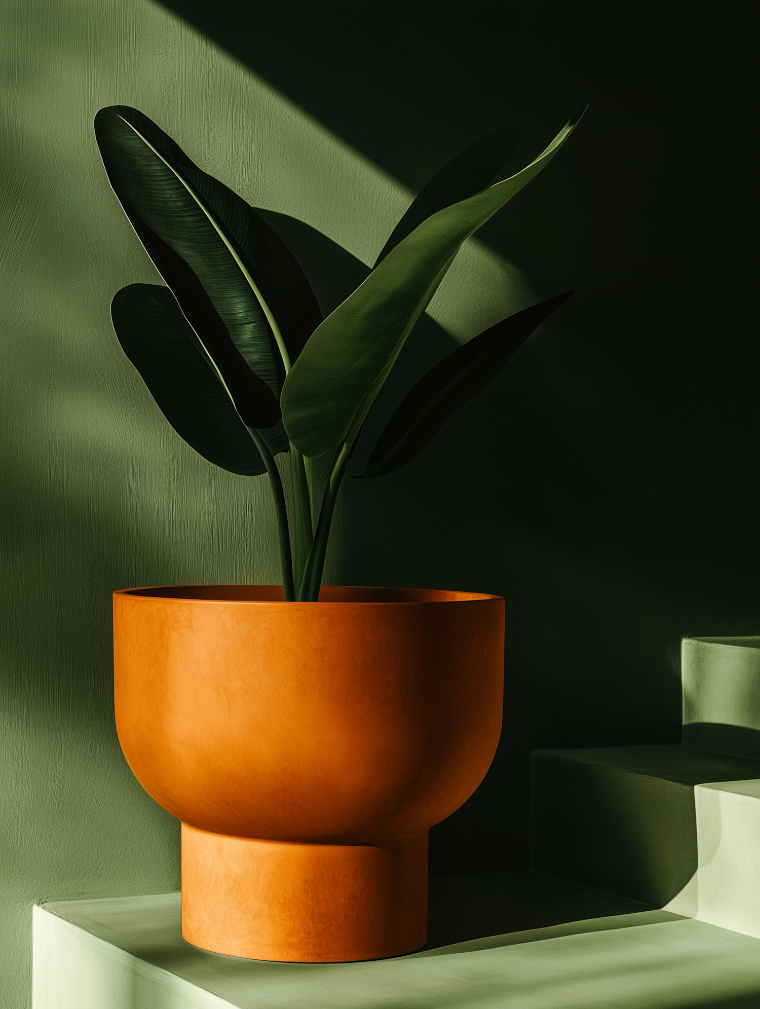 Vibrant Orange Planter with Lush Green Plant