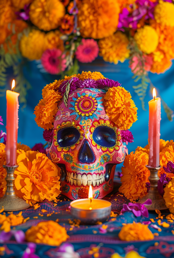 Day of the Dead Sugar Skull with Flowers