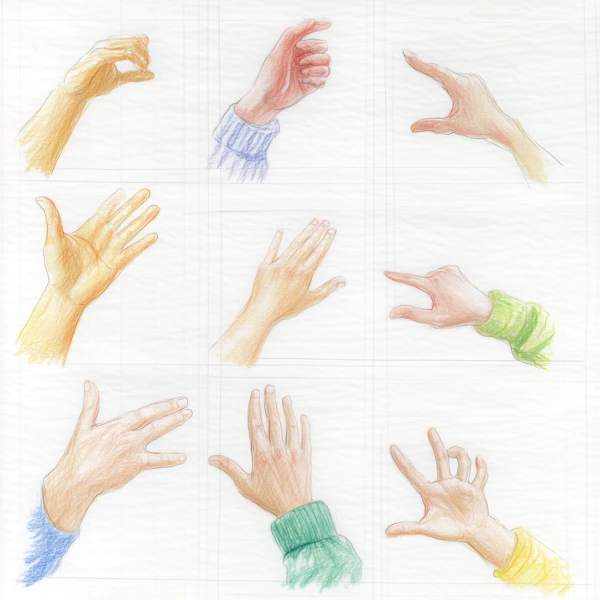 Diverse Hand Gestures Illustration