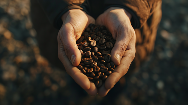 Hands Cradling Coffee Beans