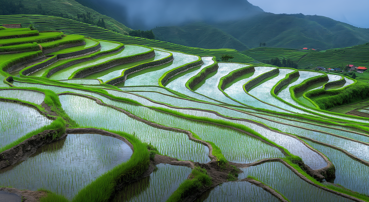 Terraced Rice Fields Landscape