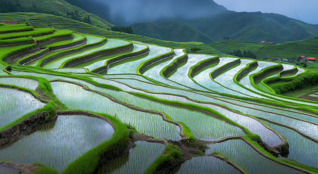 Terraced Rice Fields Landscape