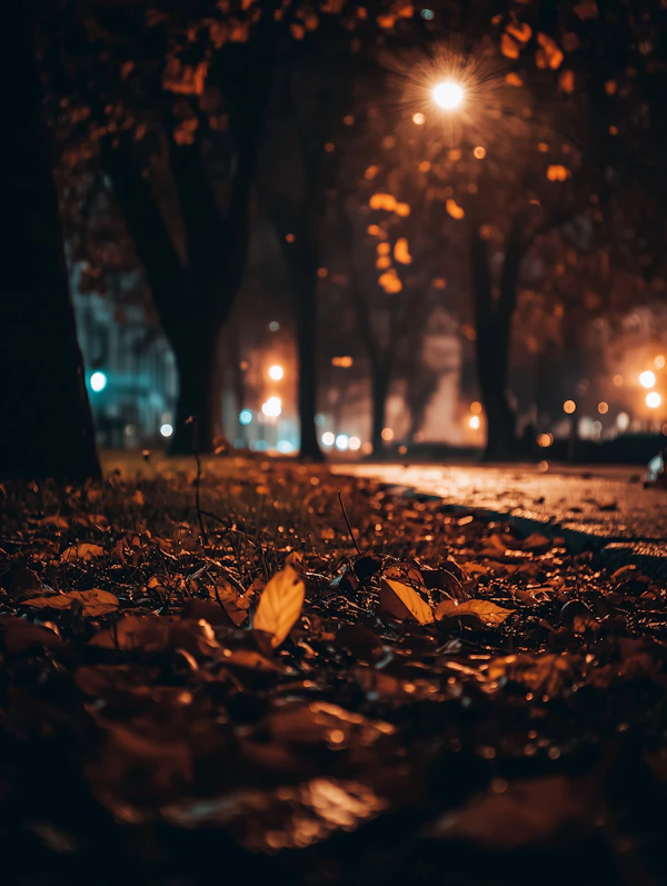 Autumn Night Park Scene