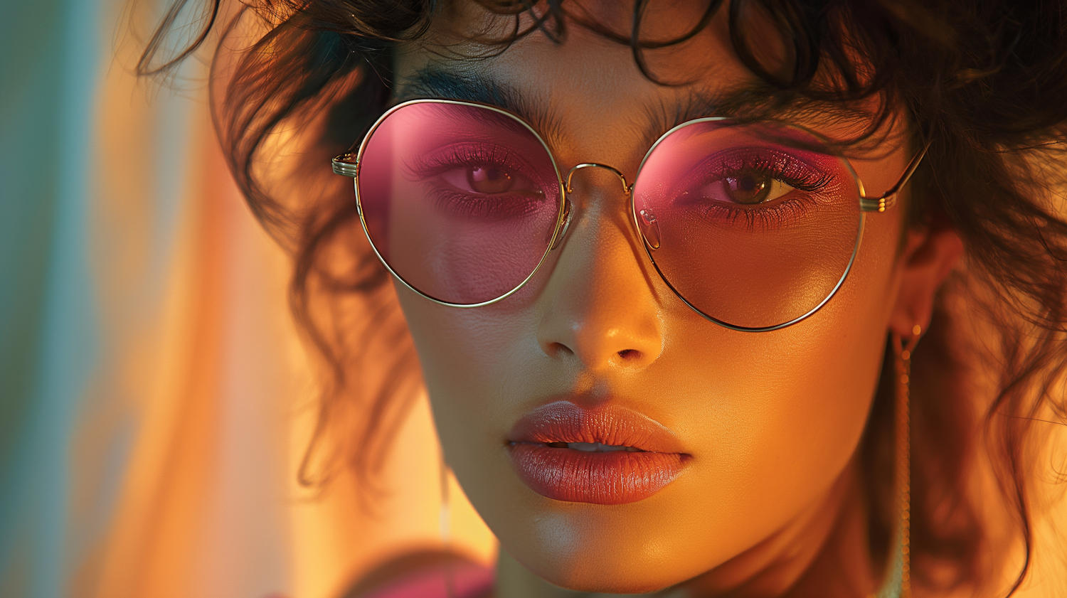 Sophisticated Young Woman with Pink-tinted Sunglasses