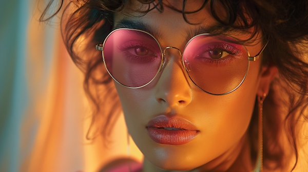 Sophisticated Young Woman with Pink-tinted Sunglasses