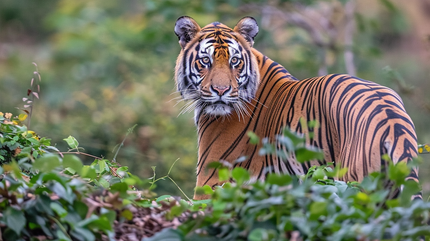 Majestic Tiger in Lush Greenery