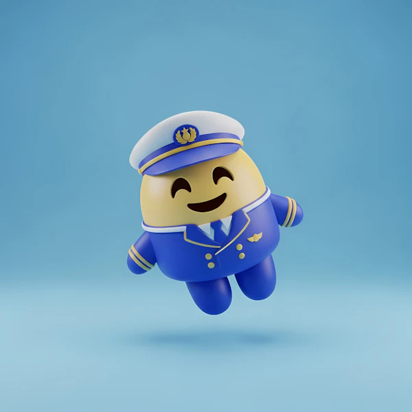 3D Pilot Cartoon Character