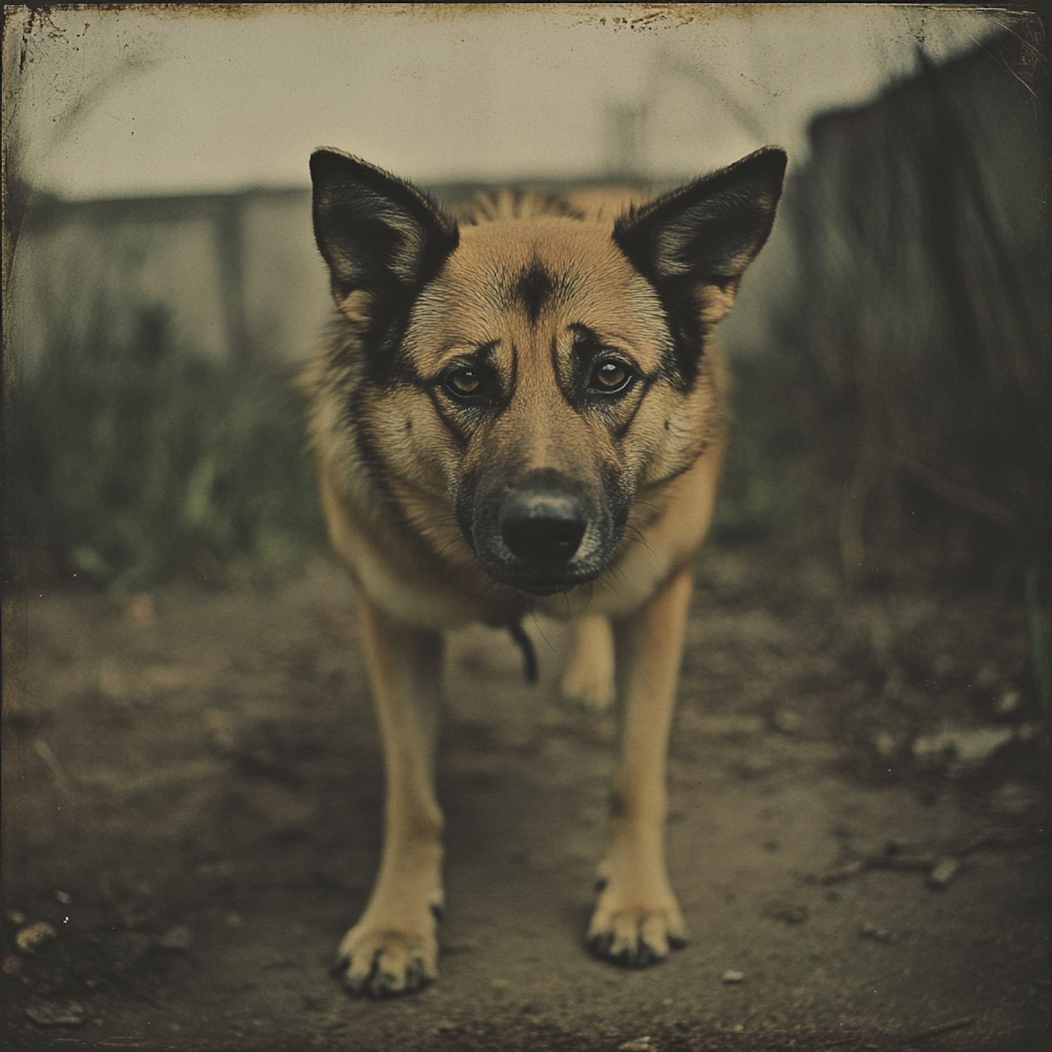 Curious Dog on Dirt Path