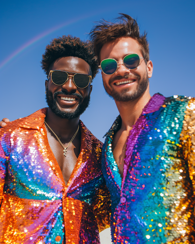 Joyful Friends in Sequined Jackets