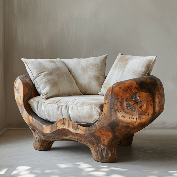 Intricately Designed Wooden Armchair