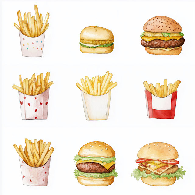 Fast Food Watercolors