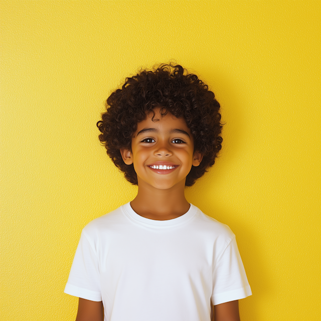 Joyful Boy with Yellow Background