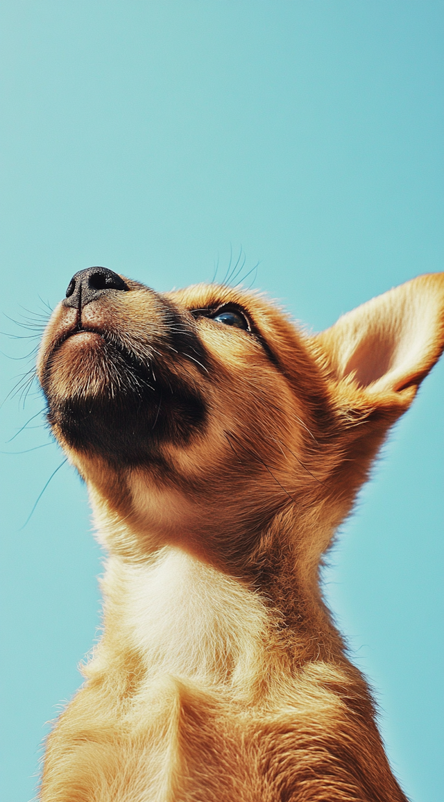 Curious Dog Under Blue Sky